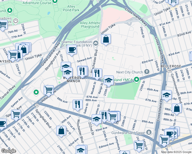 map of restaurants, bars, coffee shops, grocery stores, and more near 821-32 Country Pointe Circle in Queens