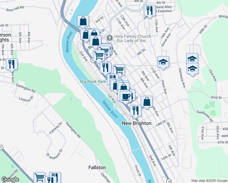 map of restaurants, bars, coffee shops, grocery stores, and more near 909 3rd Avenue in New Brighton