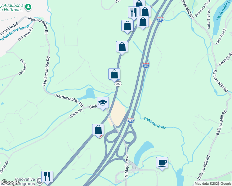 map of restaurants, bars, coffee shops, grocery stores, and more near Mount Kemble Avenue & Morristown Road in Bernards