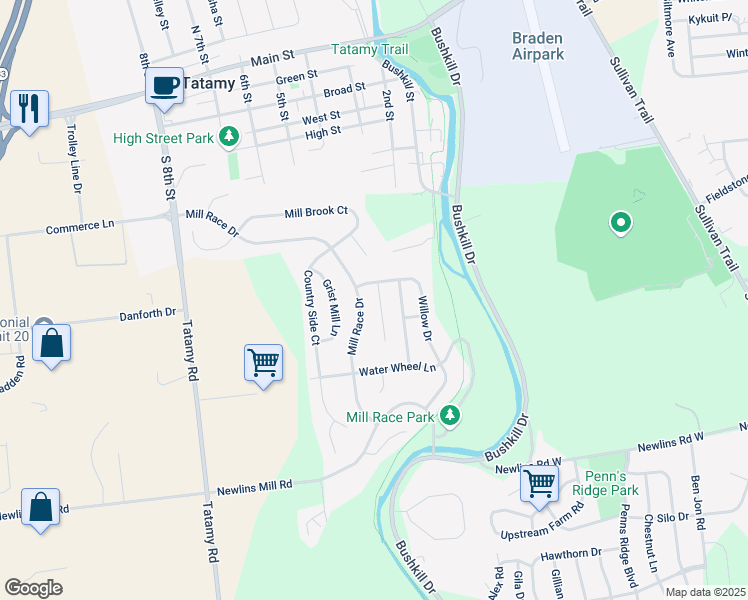 map of restaurants, bars, coffee shops, grocery stores, and more near 18 Stone Creek Court in Easton
