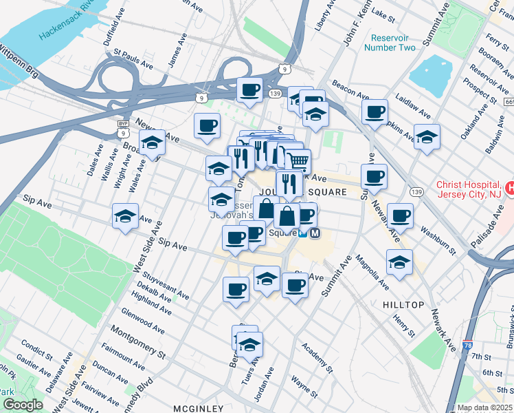 map of restaurants, bars, coffee shops, grocery stores, and more near 810 Pavonia Avenue in Jersey City
