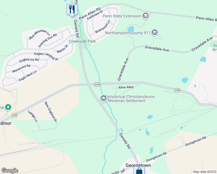 map of restaurants, bars, coffee shops, grocery stores, and more near 2859 Bath Pike in Nazareth
