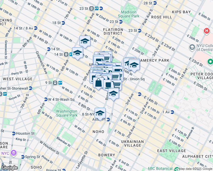 map of restaurants, bars, coffee shops, grocery stores, and more near 833 Broadway in New York