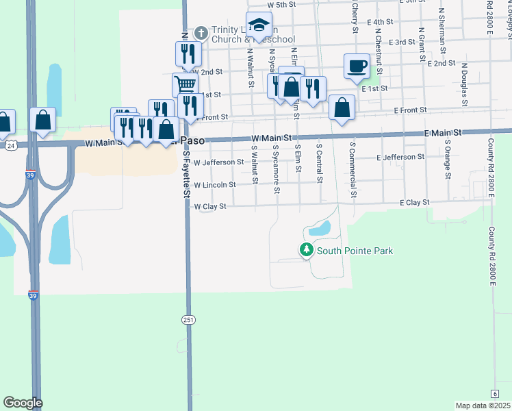 map of restaurants, bars, coffee shops, grocery stores, and more near West Clay Street in El Paso