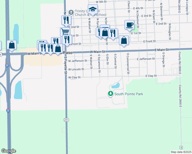 map of restaurants, bars, coffee shops, grocery stores, and more near West Clay Street in El Paso