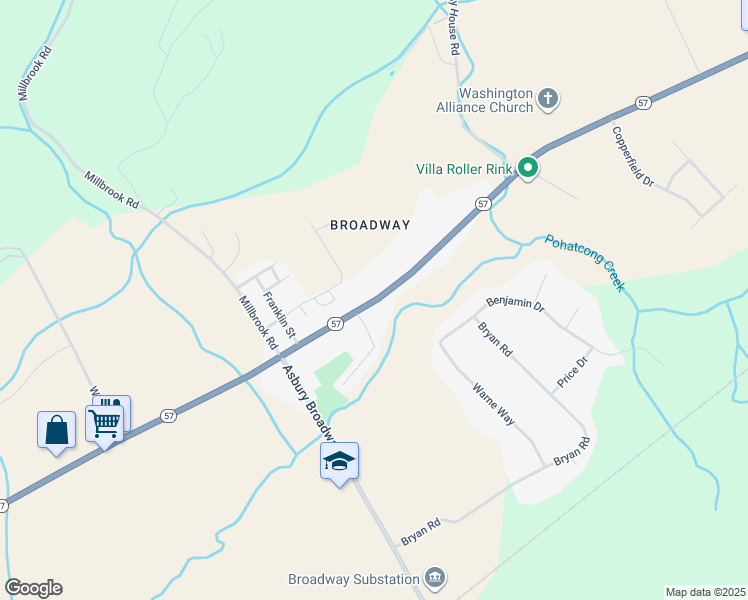 map of restaurants, bars, coffee shops, grocery stores, and more near 2200 New Jersey 57 in Washington