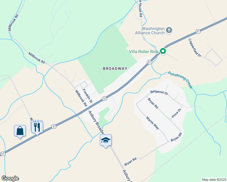 map of restaurants, bars, coffee shops, grocery stores, and more near 2200 New Jersey 57 in Washington