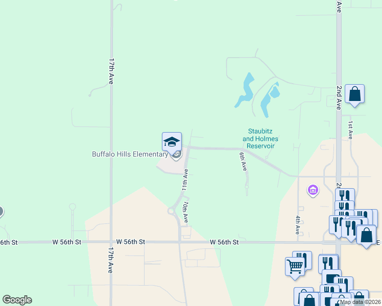 map of restaurants, bars, coffee shops, grocery stores, and more near 6205 11th Avenue in Kearney