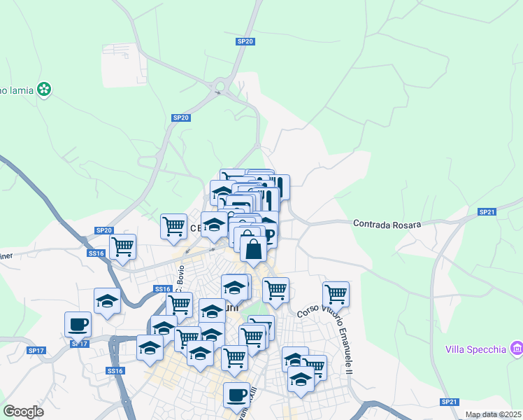 map of restaurants, bars, coffee shops, grocery stores, and more near 70 Via Gaetano Tanzarella Vitale in Ostuni