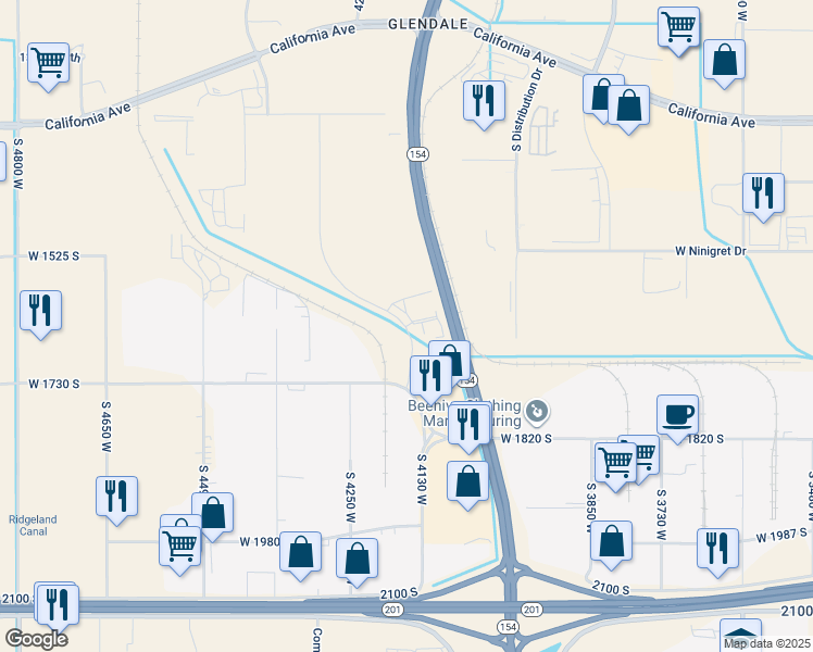 map of restaurants, bars, coffee shops, grocery stores, and more near 2527 Gramercy Road in Salt Lake City