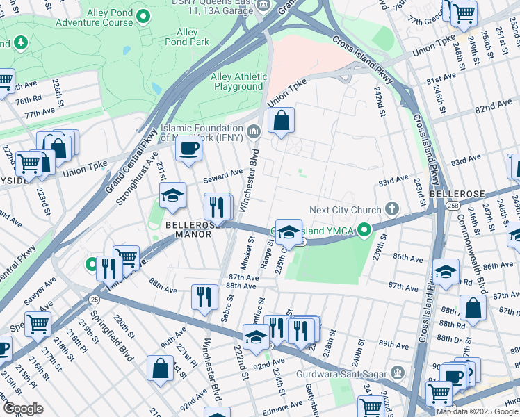 map of restaurants, bars, coffee shops, grocery stores, and more near 821-02 Country Pointe Circle in Queens