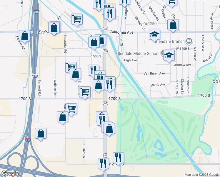 map of restaurants, bars, coffee shops, grocery stores, and more near in Salt Lake City