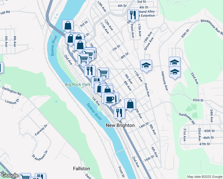 map of restaurants, bars, coffee shops, grocery stores, and more near 927 5th Avenue in New Brighton