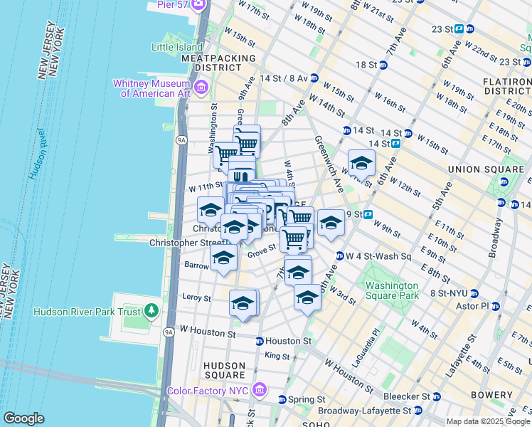map of restaurants, bars, coffee shops, grocery stores, and more near in New York