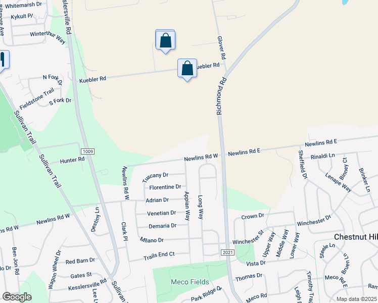 map of restaurants, bars, coffee shops, grocery stores, and more near 175 Newlins Road West in Easton