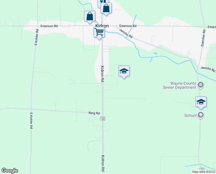 map of restaurants, bars, coffee shops, grocery stores, and more near 5358 Kidron Road in Apple Creek