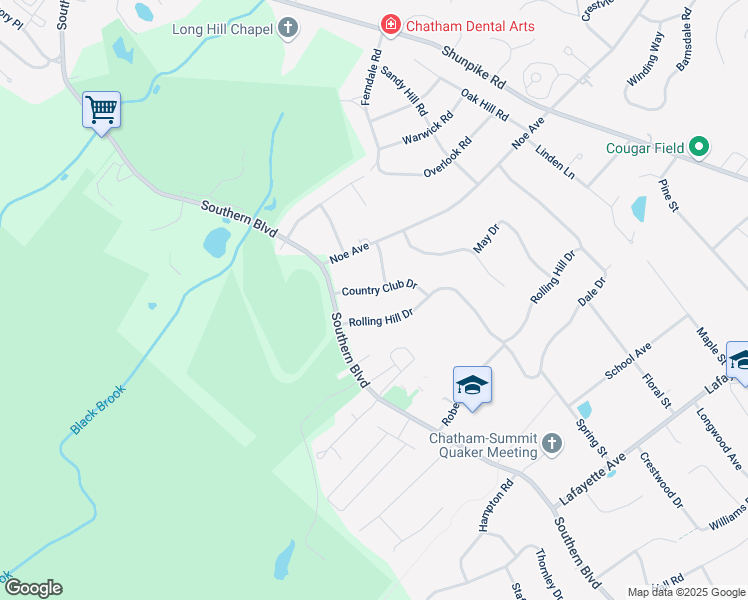 map of restaurants, bars, coffee shops, grocery stores, and more near 4 Rolling Hill Drive in Chatham Township