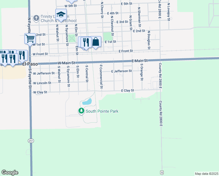 map of restaurants, bars, coffee shops, grocery stores, and more near 155 East Clay Street in El Paso