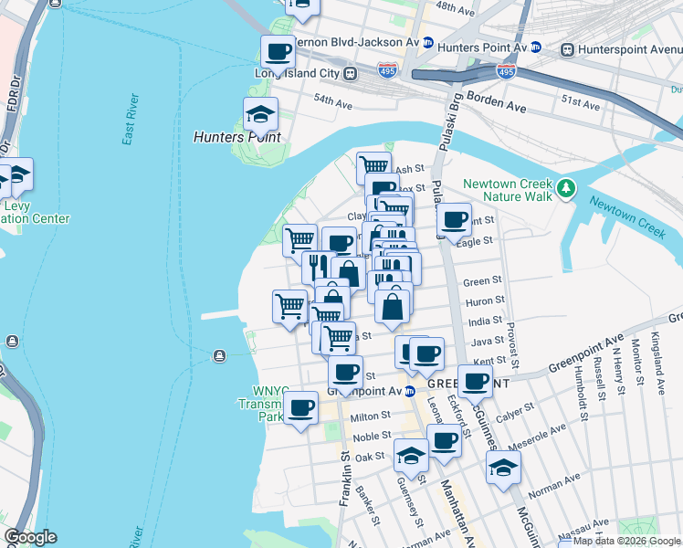 map of restaurants, bars, coffee shops, grocery stores, and more near in Brooklyn