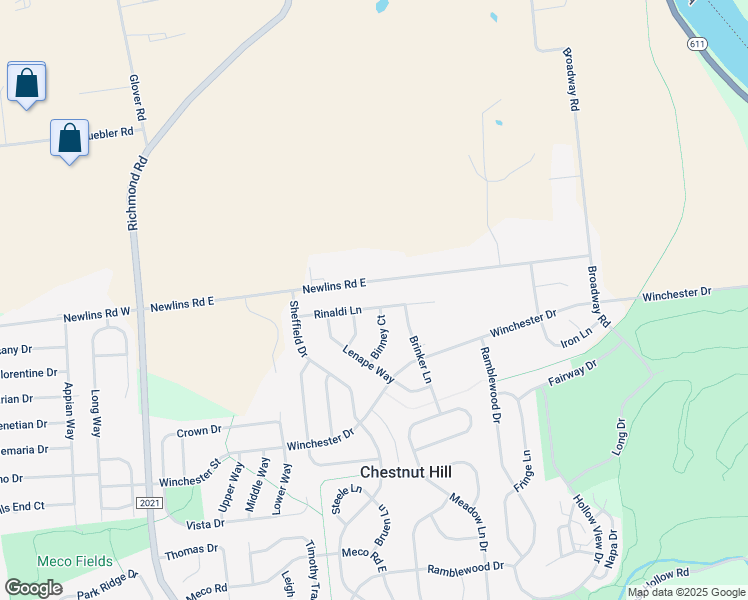 map of restaurants, bars, coffee shops, grocery stores, and more near 221 Newlins Road East in Easton