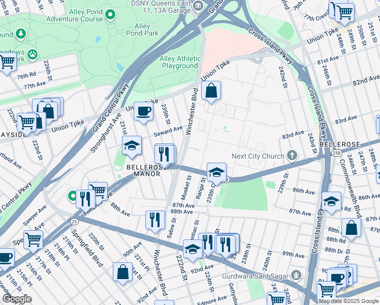 map of restaurants, bars, coffee shops, grocery stores, and more near 821-32 Country Pointe Circle in Queens