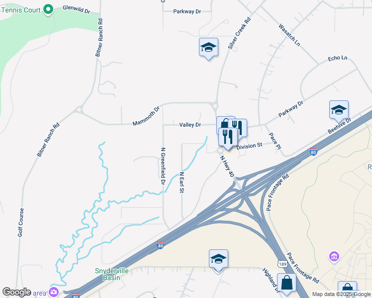 map of restaurants, bars, coffee shops, grocery stores, and more near 415 East Earl Street in Park City