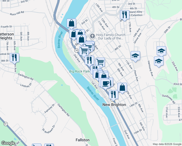 map of restaurants, bars, coffee shops, grocery stores, and more near 900 1st Avenue in New Brighton