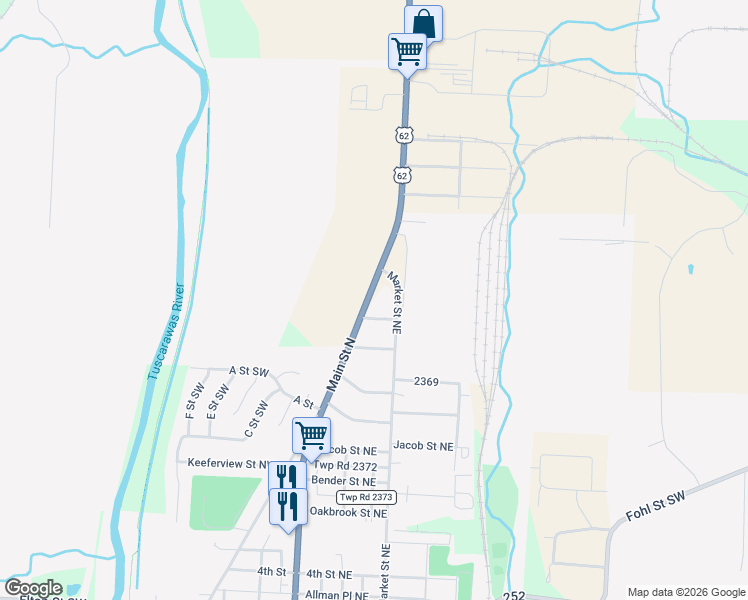 map of restaurants, bars, coffee shops, grocery stores, and more near 1210 Main Street North in Navarre
