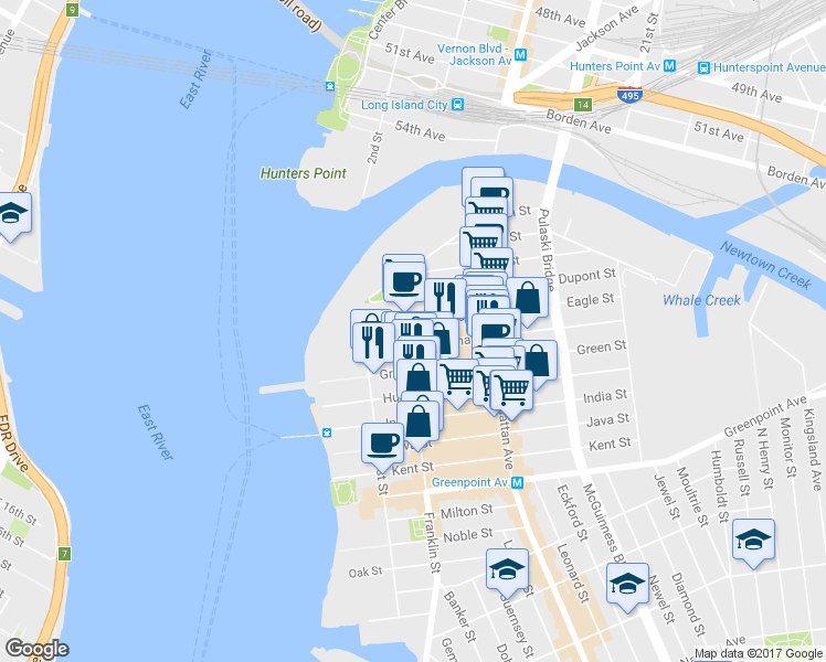 map of restaurants, bars, coffee shops, grocery stores, and more near in Brooklyn