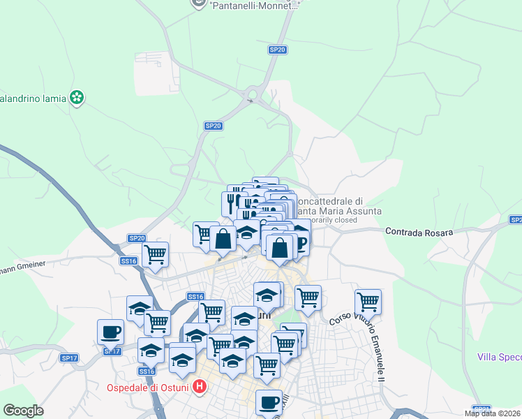 map of restaurants, bars, coffee shops, grocery stores, and more near in Ostuni
