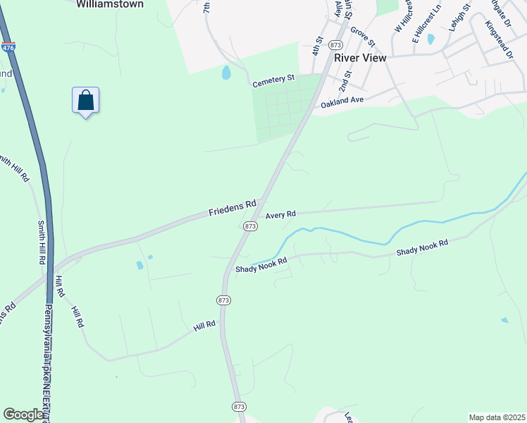 map of restaurants, bars, coffee shops, grocery stores, and more near 7185 Pennsylvania 873 in Slatington