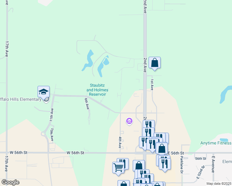 map of restaurants, bars, coffee shops, grocery stores, and more near 6114 4th Avenue in Kearney