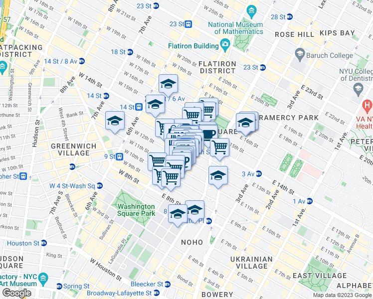 map of restaurants, bars, coffee shops, grocery stores, and more near 1620 East 12th Street in New York