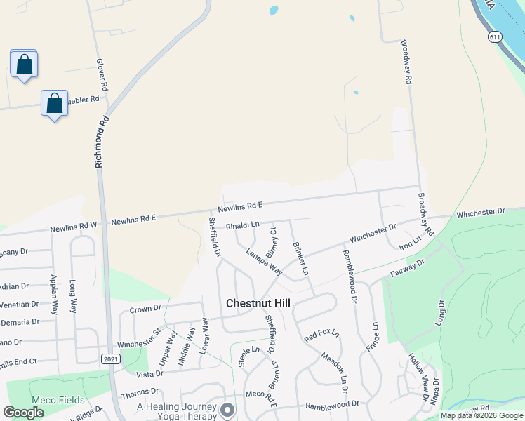 map of restaurants, bars, coffee shops, grocery stores, and more near 221 Newlins Road East in Easton