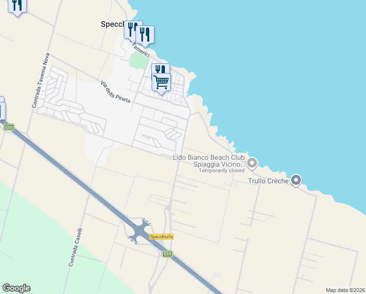 map of restaurants, bars, coffee shops, grocery stores, and more near in Province of Brindisi