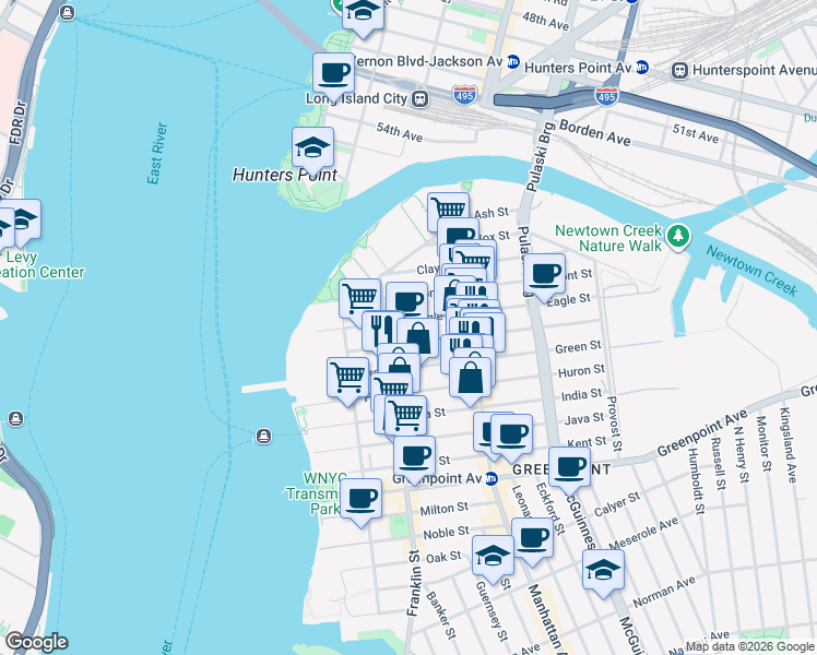 map of restaurants, bars, coffee shops, grocery stores, and more near in Brooklyn