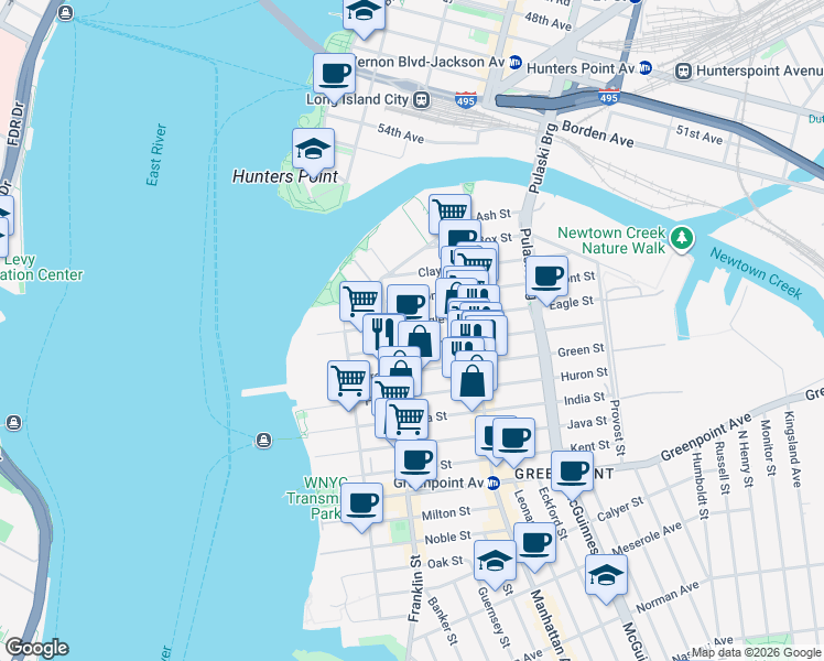 map of restaurants, bars, coffee shops, grocery stores, and more near in Brooklyn