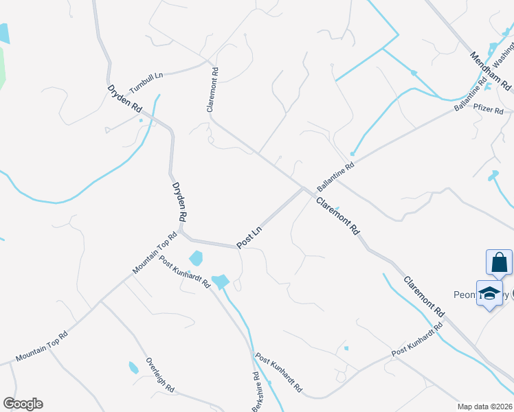 map of restaurants, bars, coffee shops, grocery stores, and more near 400 Claremont Road in Bernardsville