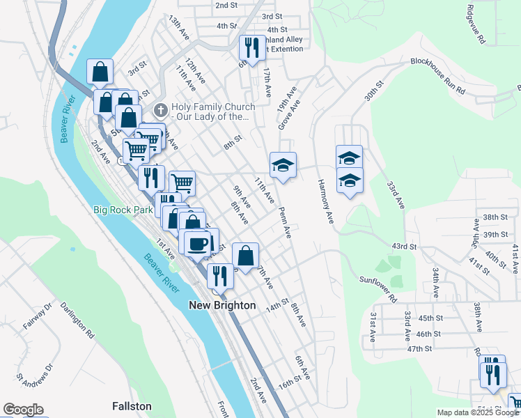 map of restaurants, bars, coffee shops, grocery stores, and more near 1022 10th Avenue in New Brighton