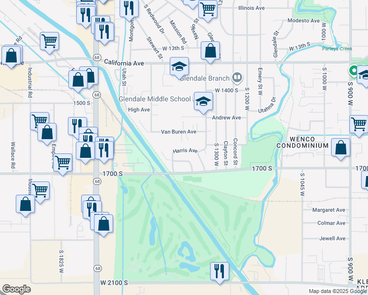 map of restaurants, bars, coffee shops, grocery stores, and more near 1565 Von Baron Place in Salt Lake City