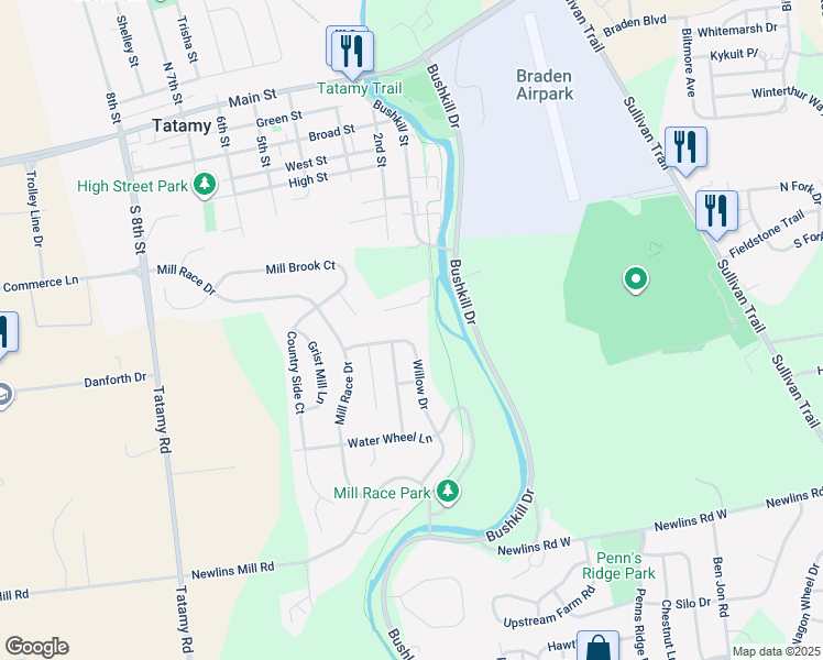map of restaurants, bars, coffee shops, grocery stores, and more near 161 Willow Drive in Easton