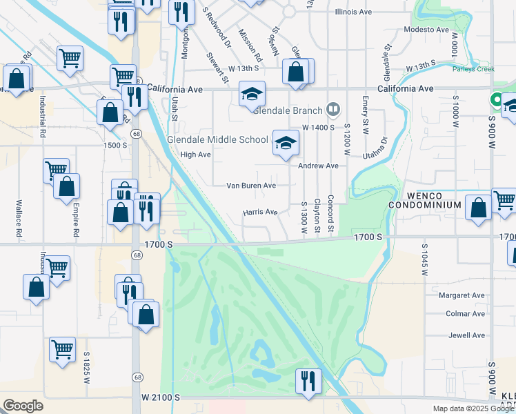 map of restaurants, bars, coffee shops, grocery stores, and more near 1565 Von Baron Place in Salt Lake City