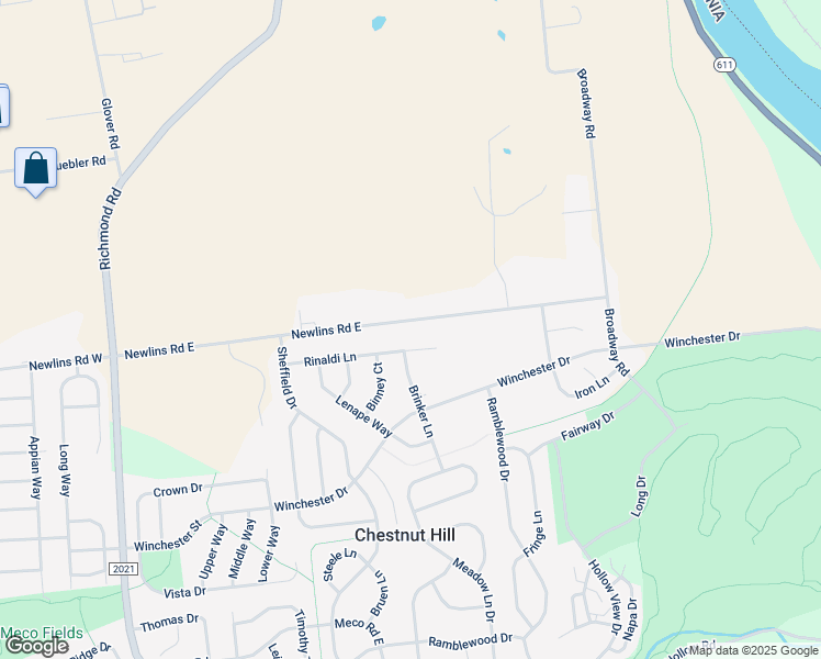 map of restaurants, bars, coffee shops, grocery stores, and more near 609 Newlins Road East in Easton