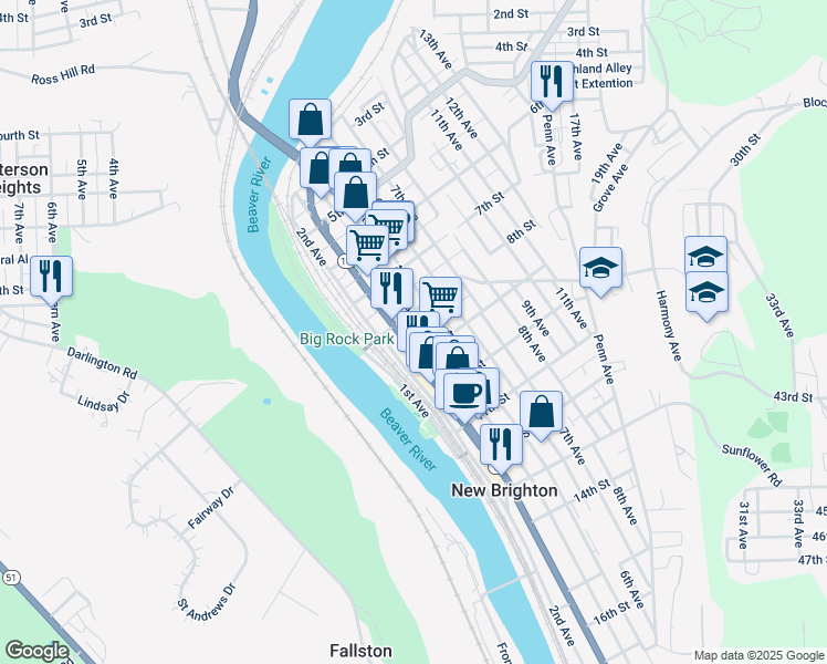 map of restaurants, bars, coffee shops, grocery stores, and more near 822 5th Avenue in New Brighton