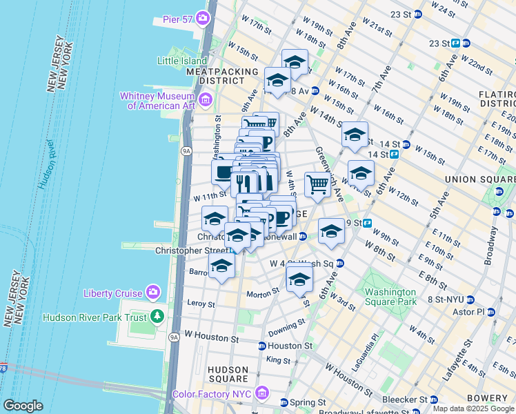 map of restaurants, bars, coffee shops, grocery stores, and more near in New York