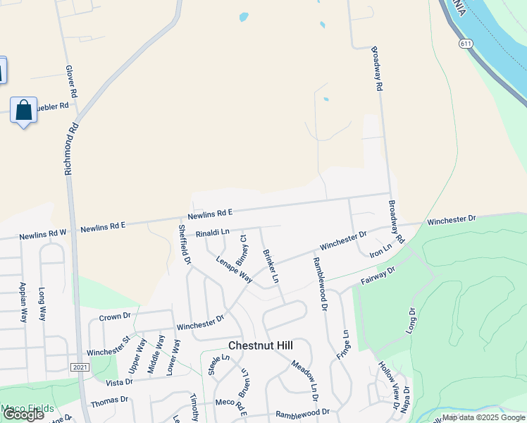 map of restaurants, bars, coffee shops, grocery stores, and more near 609 Newlins Road East in Easton