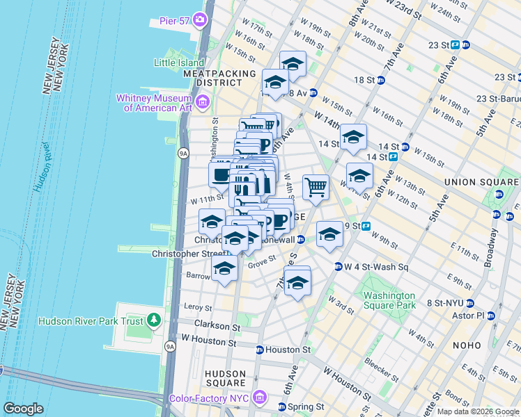 map of restaurants, bars, coffee shops, grocery stores, and more near in New York
