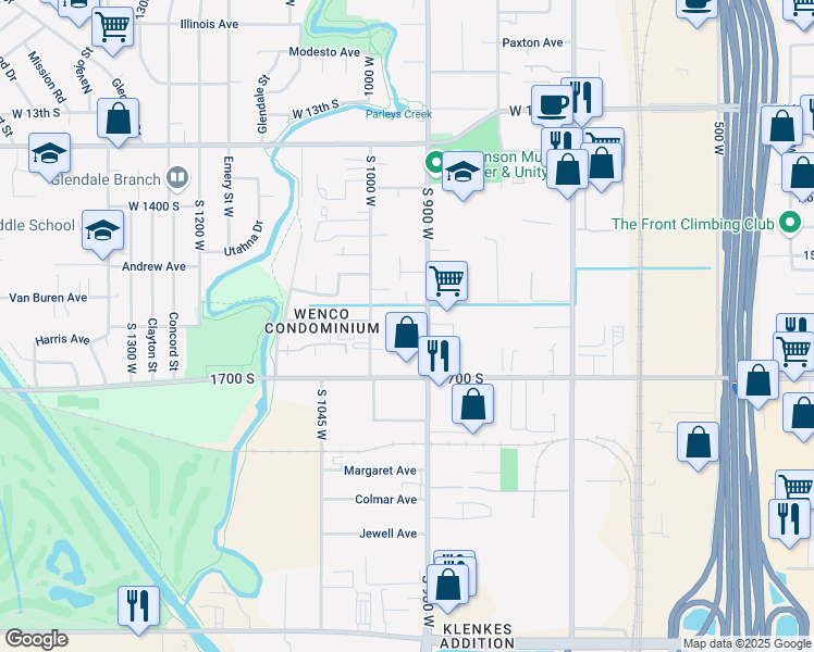 map of restaurants, bars, coffee shops, grocery stores, and more near 1590 South 900 West in Salt Lake City