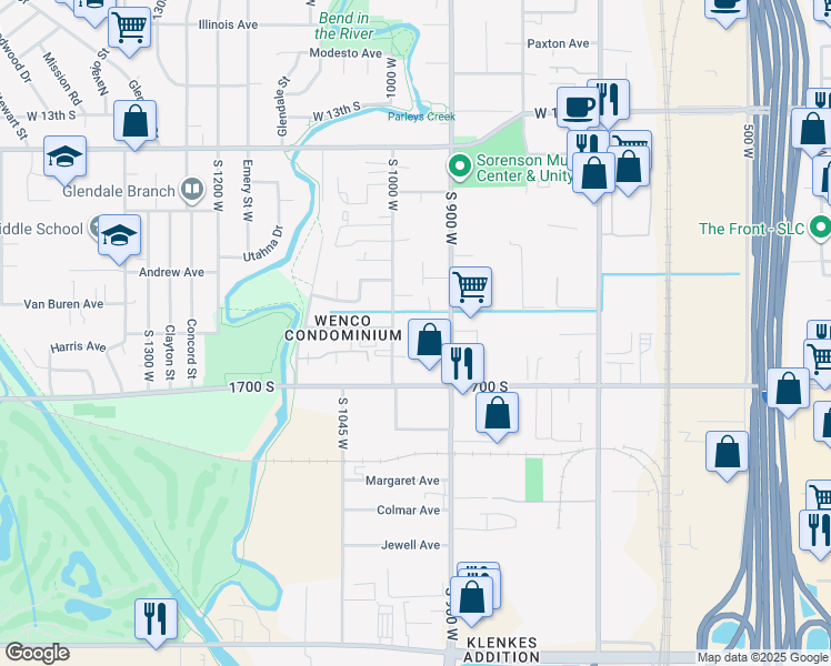 map of restaurants, bars, coffee shops, grocery stores, and more near 1590 South 900 West in Salt Lake City