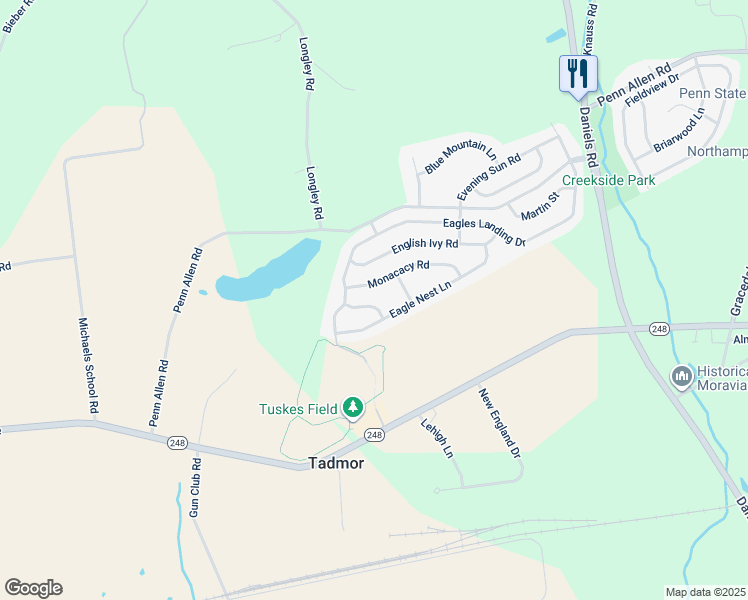 map of restaurants, bars, coffee shops, grocery stores, and more near 2904 Gray Cottage Lane in Nazareth